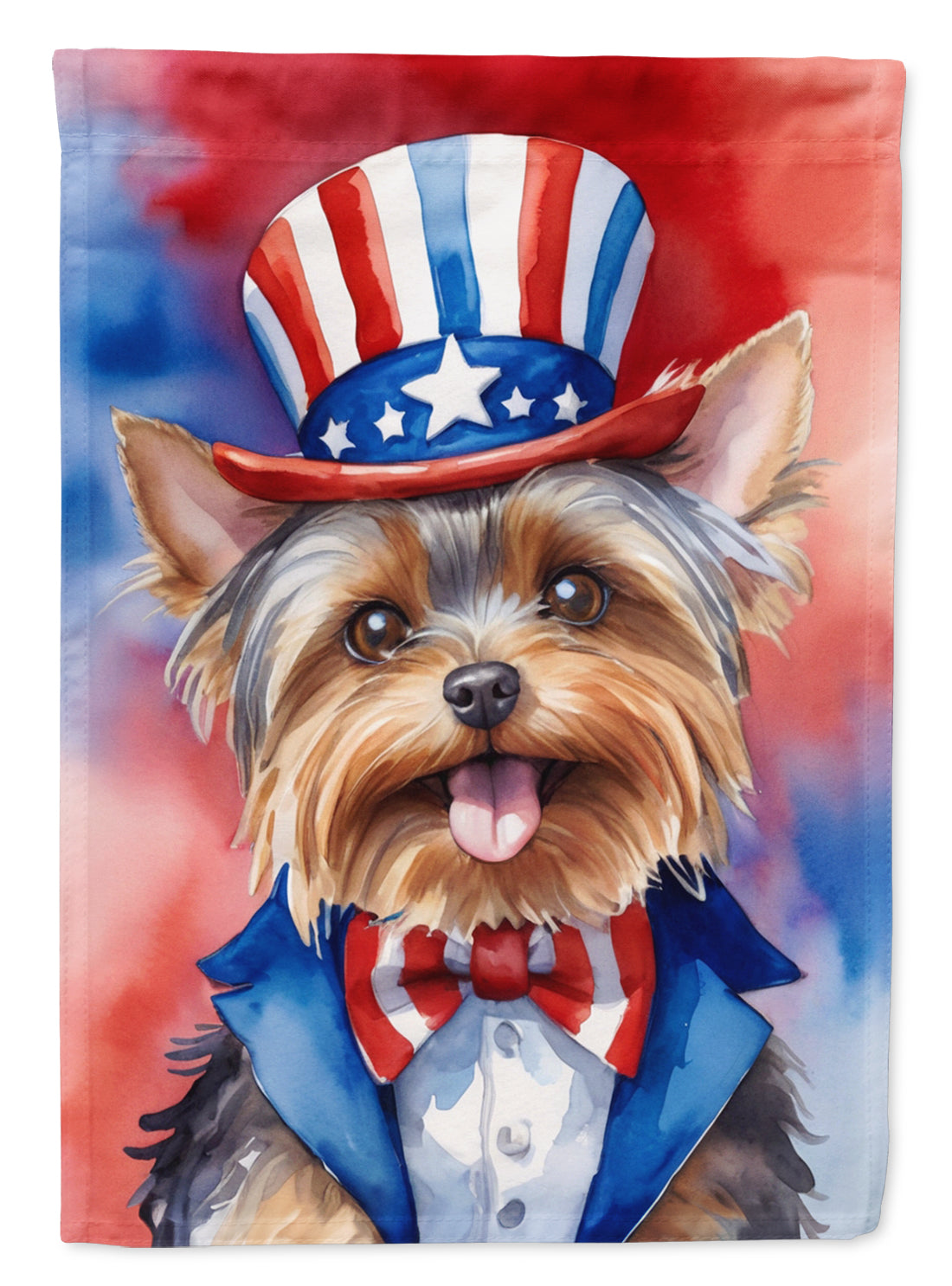 Yorkshire Terrier Patriotic American House Flag 28x40 Porch Sleeve Pole Decorative Outside Yard Banner Artwork Wall Hanging, Polyester