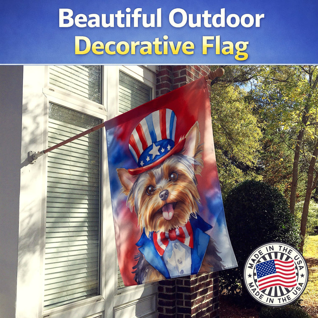 Yorkshire Terrier Patriotic American House Flag 28x40 Porch Sleeve Pole Decorative Outside Yard Banner Artwork Wall Hanging, Polyester