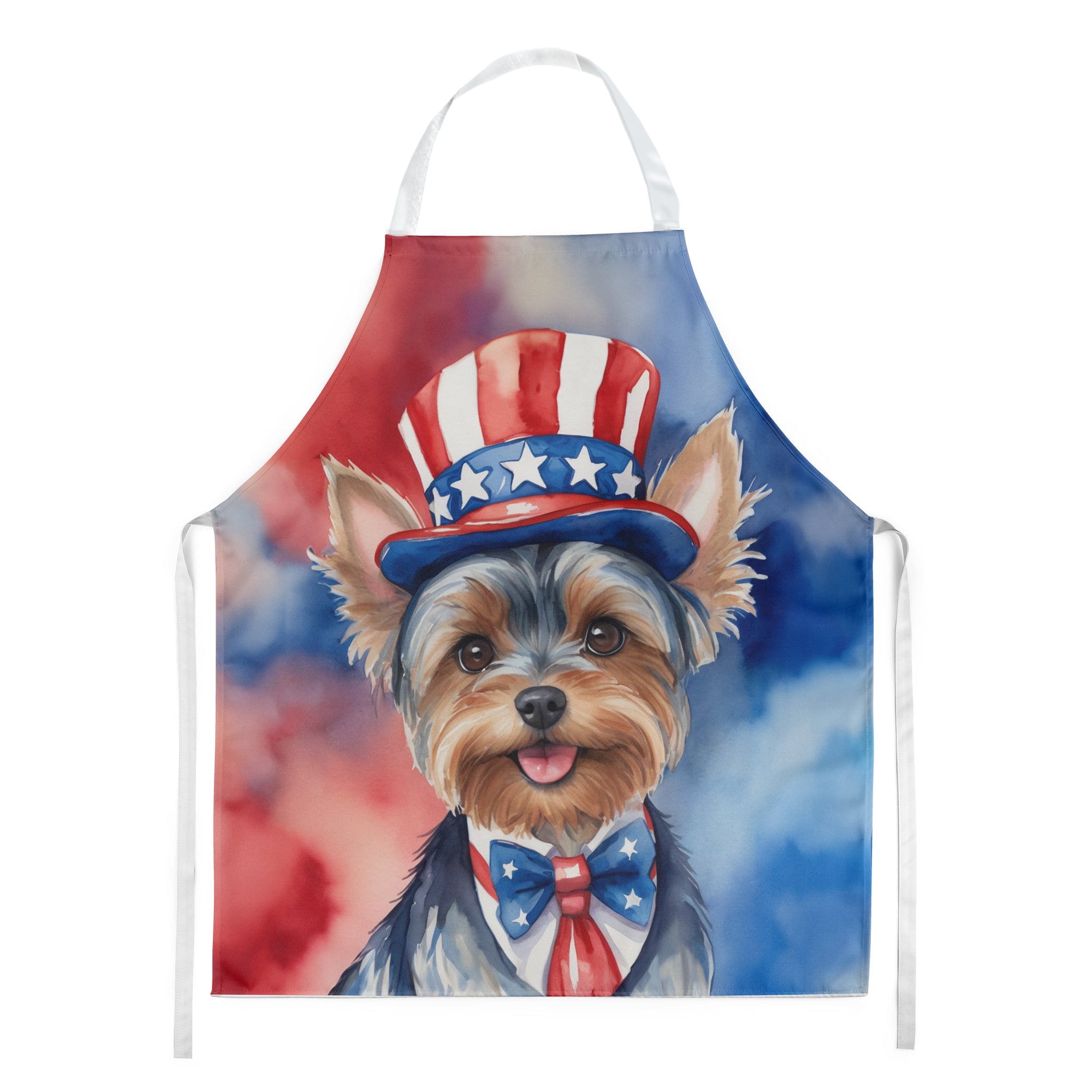 Yorkshire Terrier Patriotic American Apron Cooking Kitchen Server Baking Crafts Gardening for Adult Women Men, Unisex, Large, Multicolor