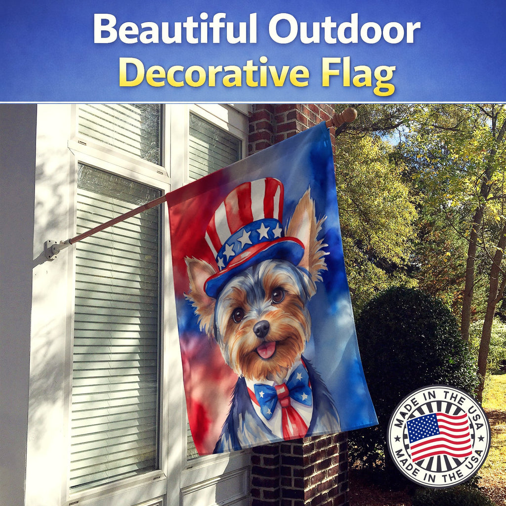 Yorkshire Terrier Patriotic American House Flag 28x40 Porch Sleeve Pole Decorative Outside Yard Banner Artwork Wall Hanging, Polyester