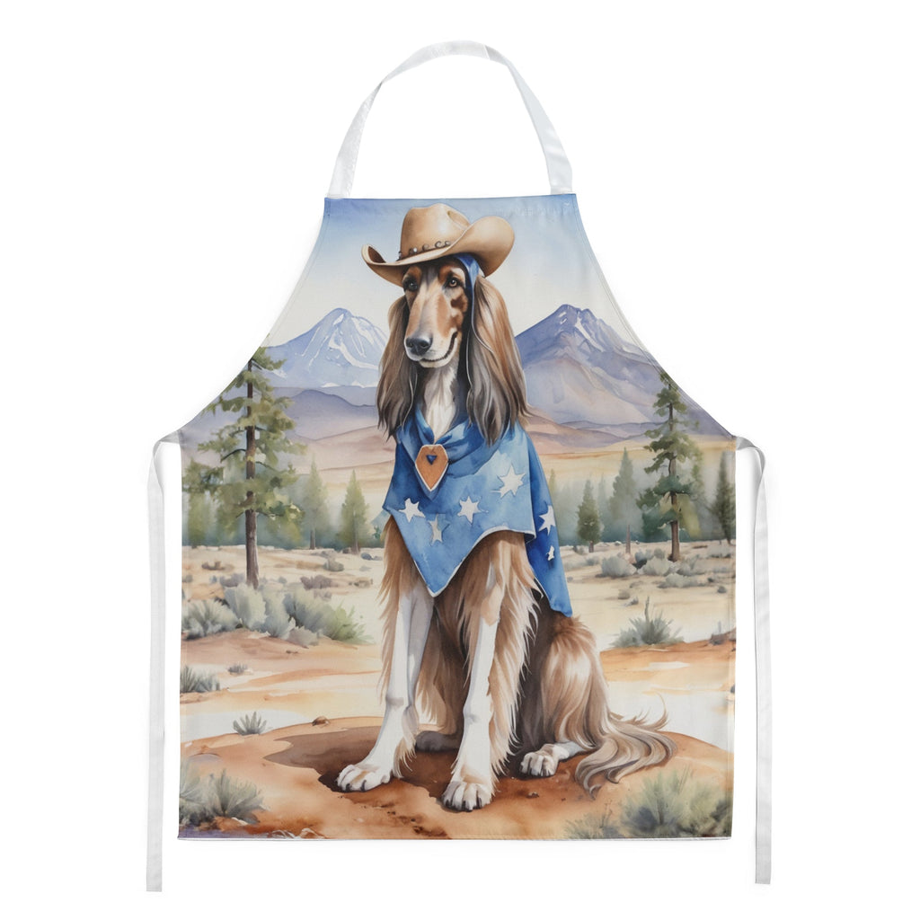 Afghan Hound Cowboy Welcome  Apron Cooking Kitchen Server Baking Crafts Gardening for Adult Women Men, Unisex, Large, Multicolor
