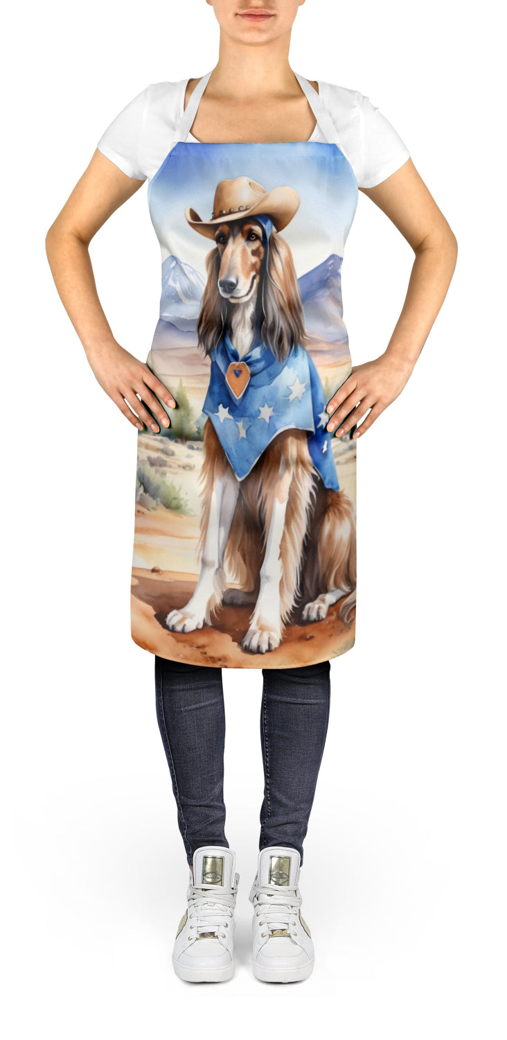 Afghan Hound Cowboy Welcome  Apron Cooking Kitchen Server Baking Crafts Gardening for Adult Women Men, Unisex, Large, Multicolor