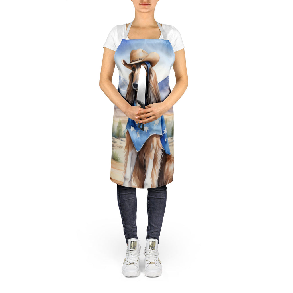 Afghan Hound Cowboy Welcome  Apron Cooking Kitchen Server Baking Crafts Gardening for Adult Women Men, Unisex, Large, Multicolor