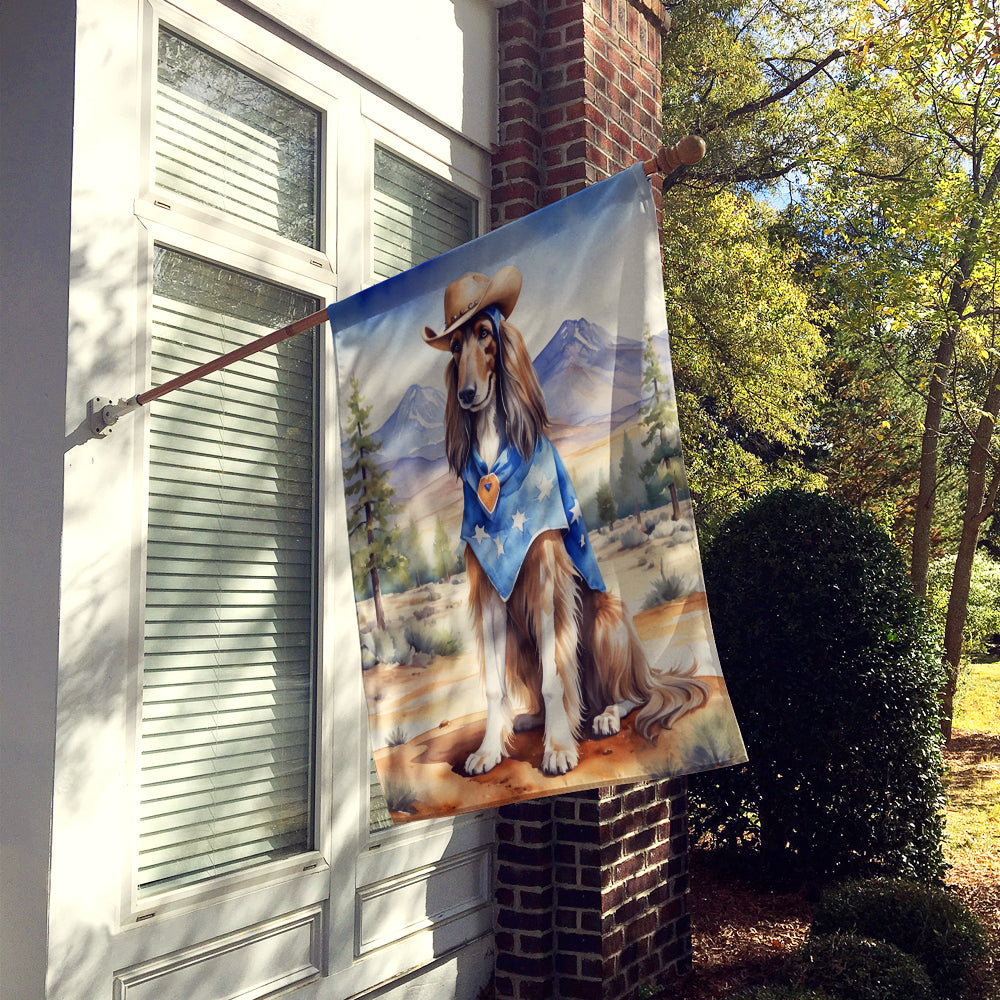 Afghan Hound Cowboy Welcome  House Flag 28x40 Porch Sleeve Pole Decorative Outside Yard Banner Artwork Wall Hanging, Polyester