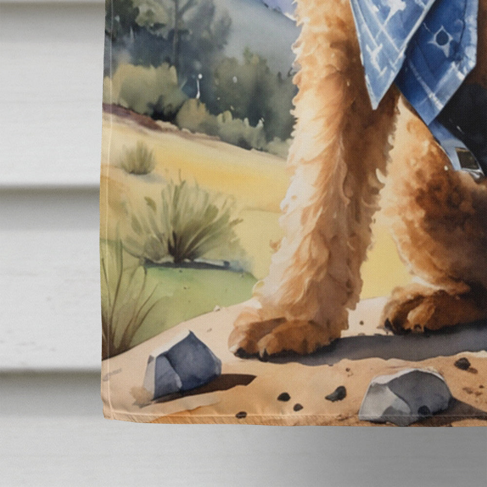 Airedale Terrier Cowboy Welcome House Flag 28x40 Porch Sleeve Pole Decorative Outside Yard Banner Artwork Wall Hanging, Polyester