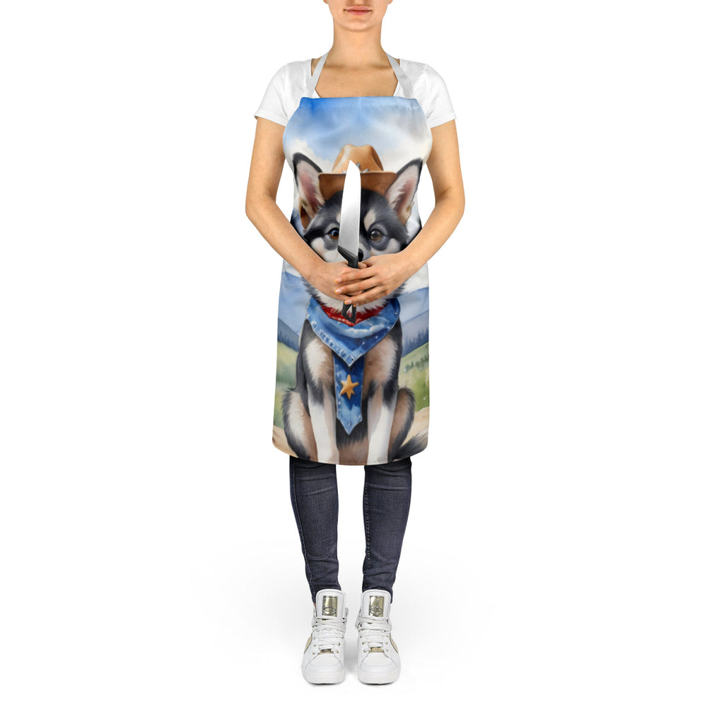 Alaskan Klee Kai Cowboy Welcome Apron Cooking Kitchen Server Baking Crafts Gardening for Adult Women Men, Unisex, Large, Multicolor