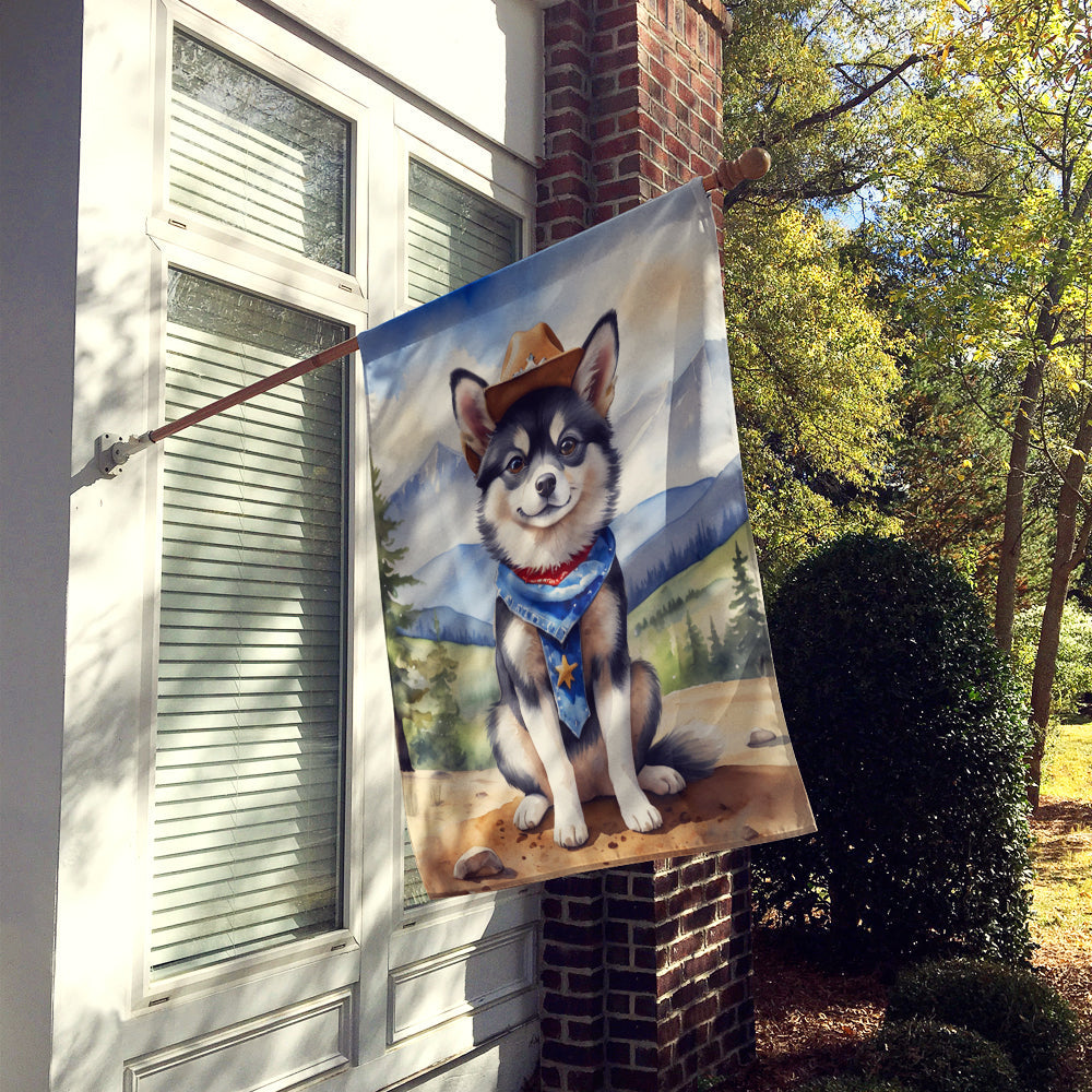 Alaskan Klee Kai Cowboy Welcome House Flag 28x40 Porch Sleeve Pole Decorative Outside Yard Banner Artwork Wall Hanging, Polyester