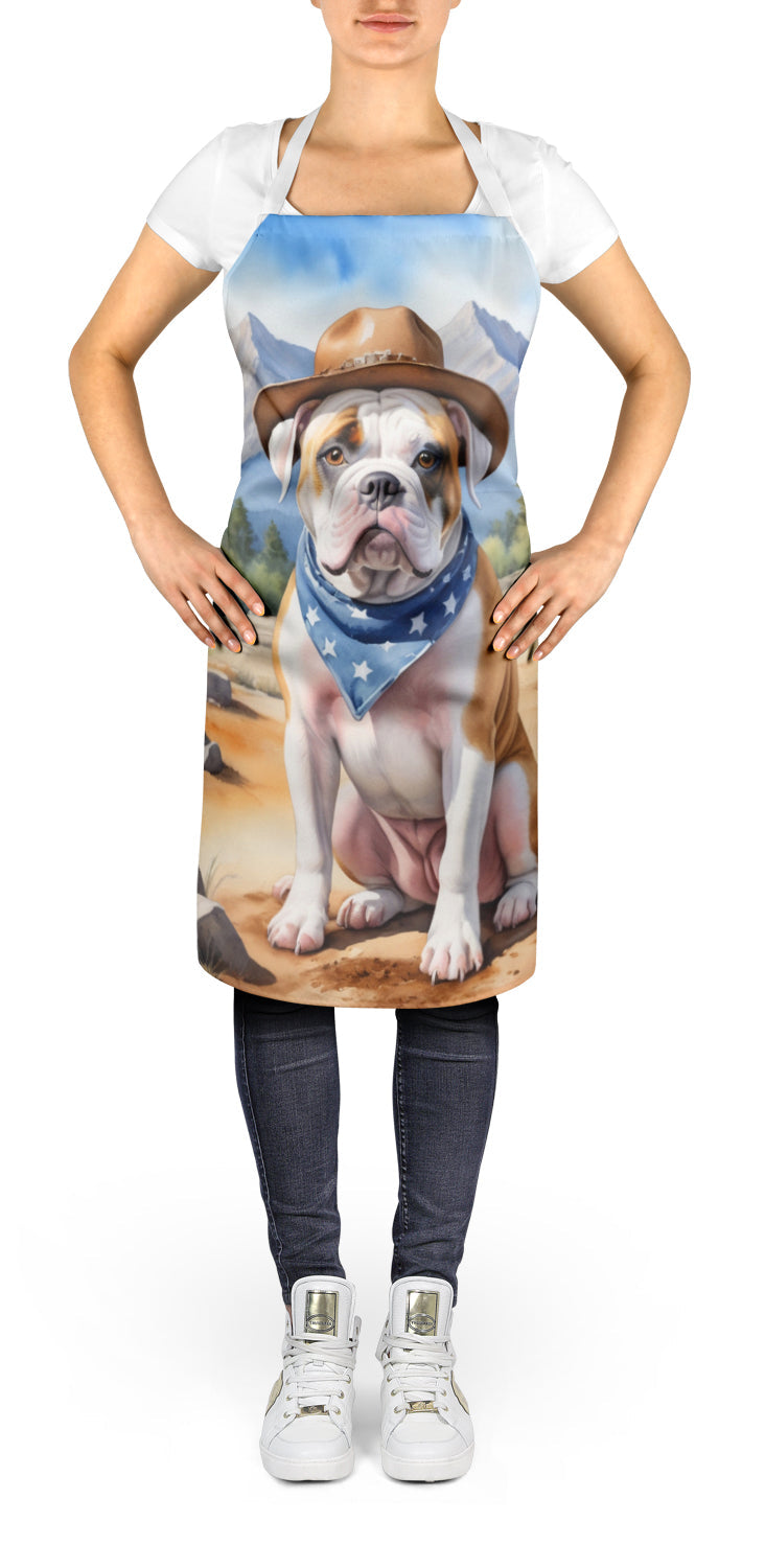 American Bulldog Cowboy Welcome Apron Cooking Kitchen Server Baking Crafts Gardening for Adult Women Men, Unisex, Large, Multicolor
