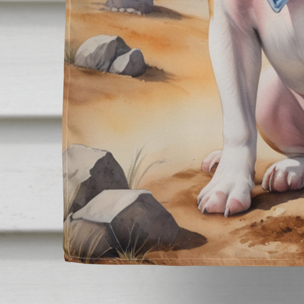 American Bulldog Cowboy Welcome House Flag 28x40 Porch Sleeve Pole Decorative Outside Yard Banner Artwork Wall Hanging, Polyester