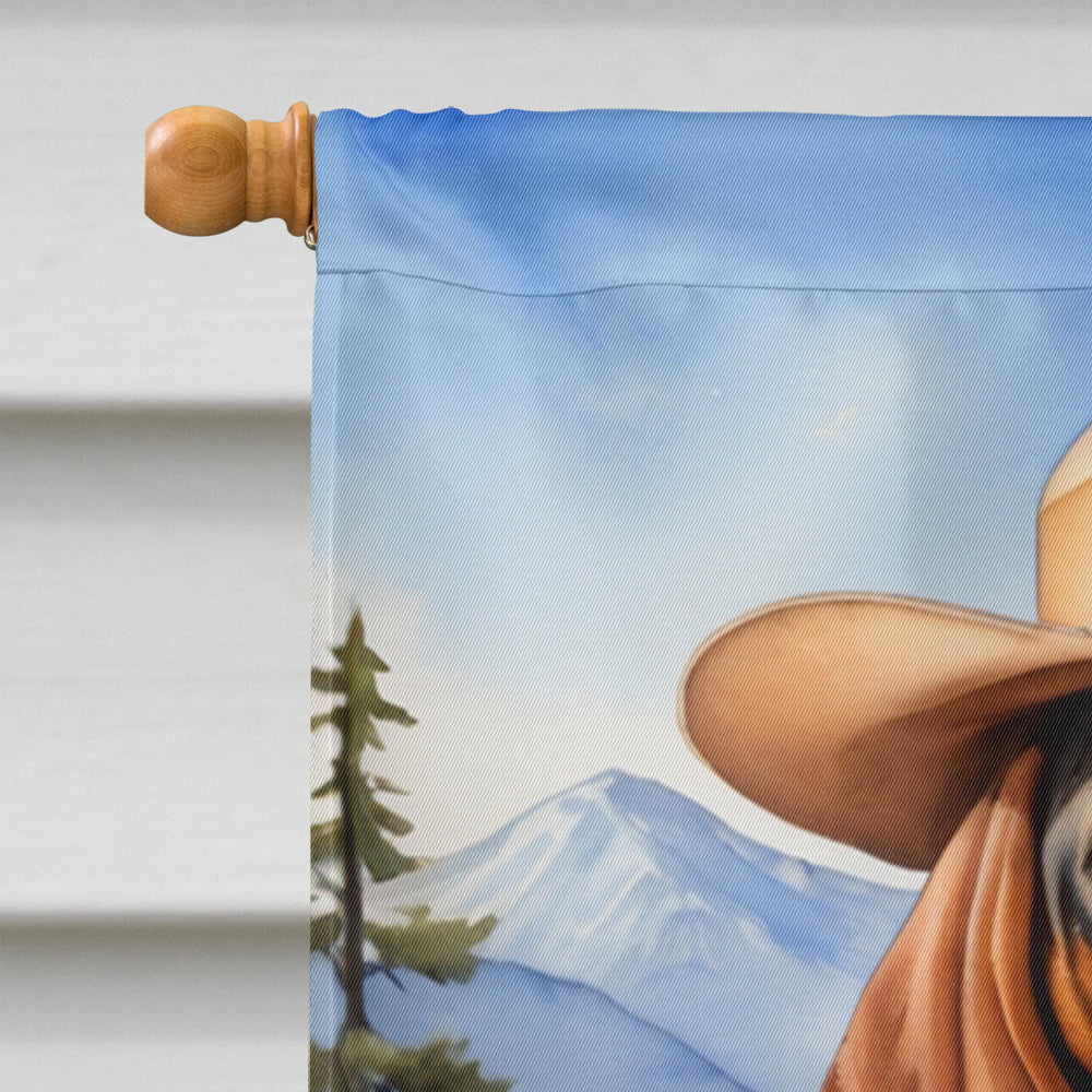 American English Coonhound Cowboy Welcome House Flag 28x40 Porch Sleeve Pole Decorative Outside Yard Banner Artwork Wall Hanging, Polyester