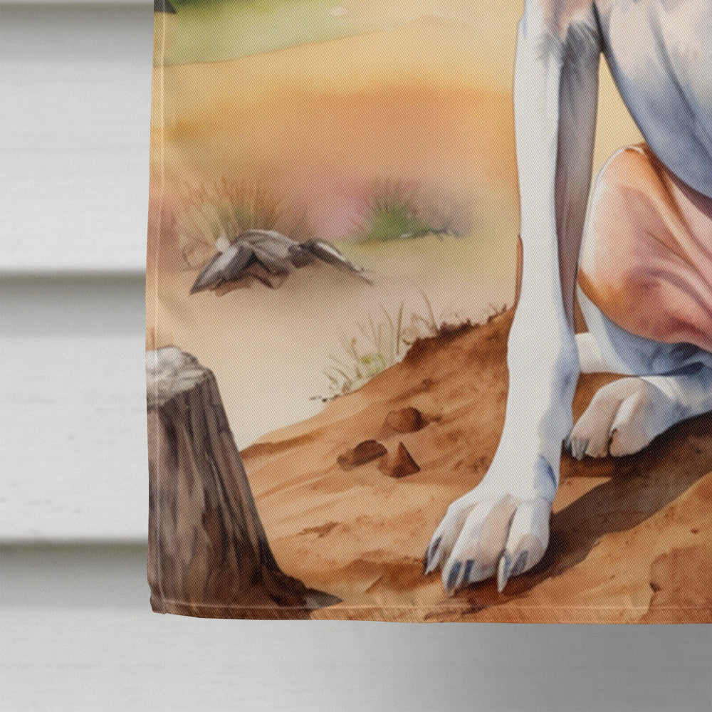 American English Coonhound Cowboy Welcome House Flag 28x40 Porch Sleeve Pole Decorative Outside Yard Banner Artwork Wall Hanging, Polyester