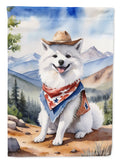 American Eskimo Cowboy Welcome House Flag 28x40 Porch Sleeve Pole Decorative Outside Yard Banner Artwork Wall Hanging, Polyester