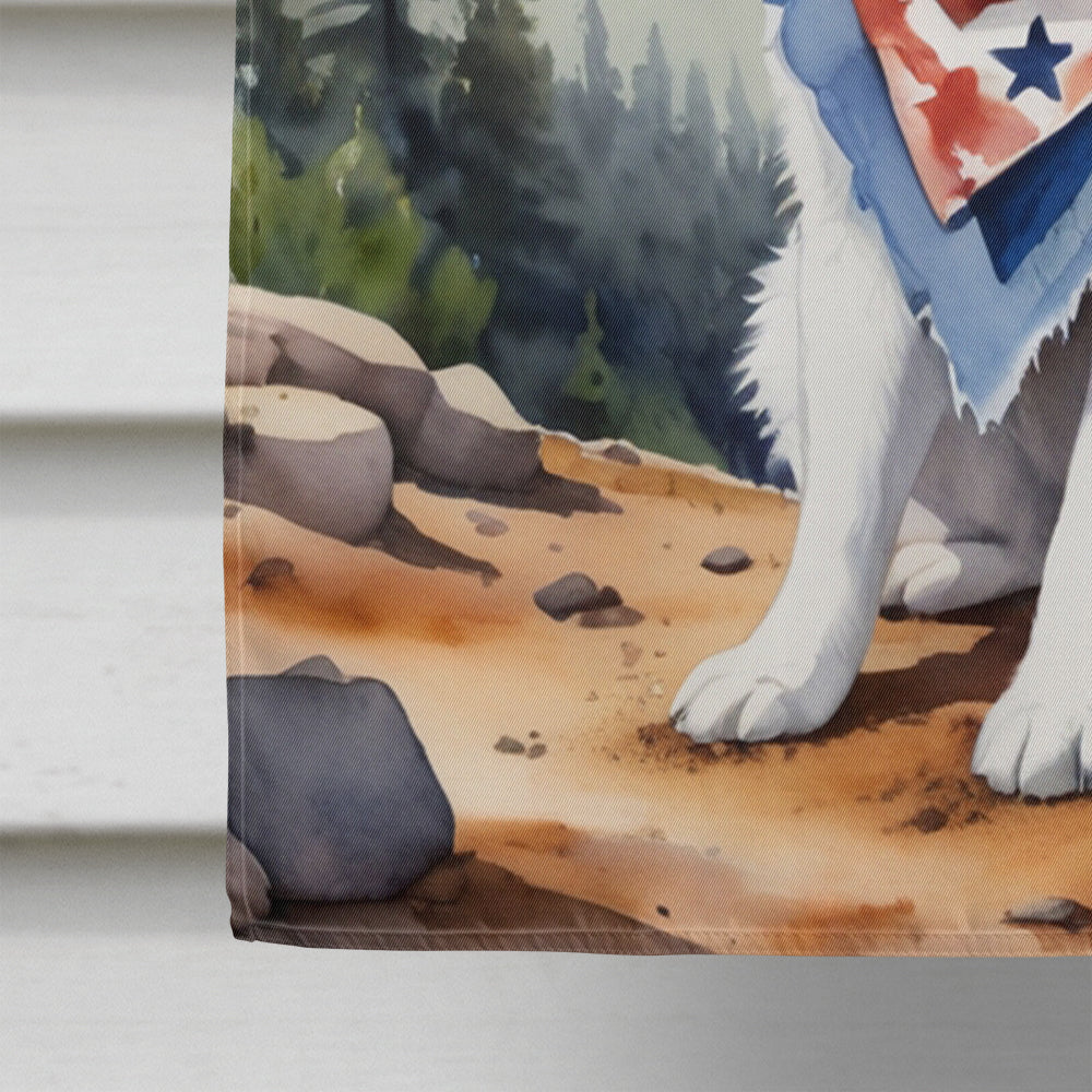 American Eskimo Cowboy Welcome House Flag 28x40 Porch Sleeve Pole Decorative Outside Yard Banner Artwork Wall Hanging, Polyester