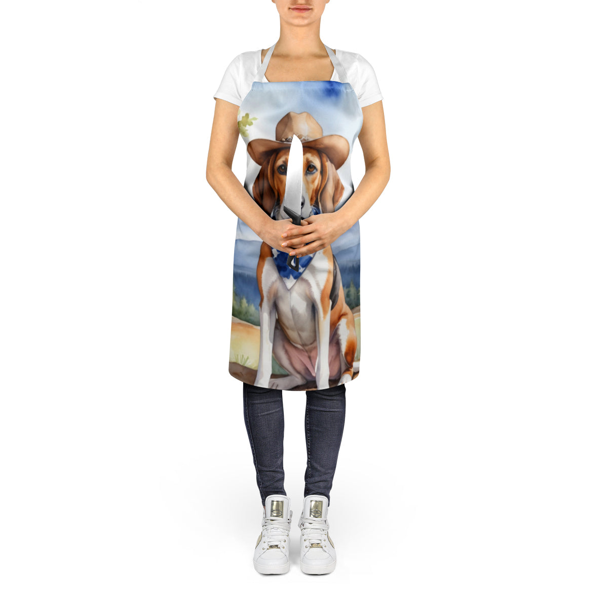 American Foxhound Cowboy Welcome Apron Cooking Kitchen Server Baking Crafts Gardening for Adult Women Men, Unisex, Large, Multicolor