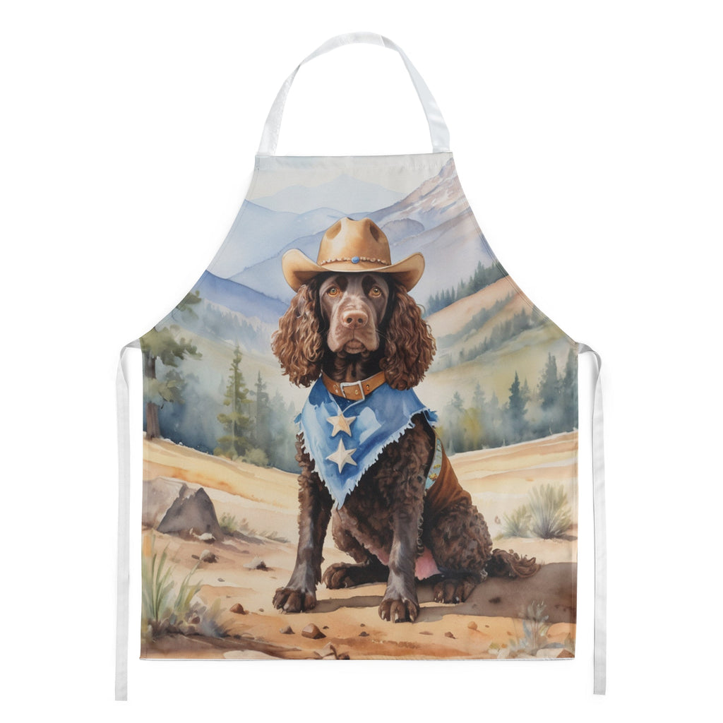American Water Spaniel Cowboy Welcome Apron Cooking Kitchen Server Baking Crafts Gardening for Adult Women Men, Unisex, Large, Multicolor