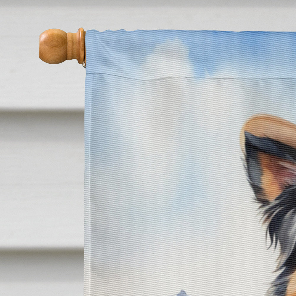 Australian Shepherd Cowboy Welcome House Flag 28x40 Porch Sleeve Pole Decorative Outside Yard Banner Artwork Wall Hanging, Polyester