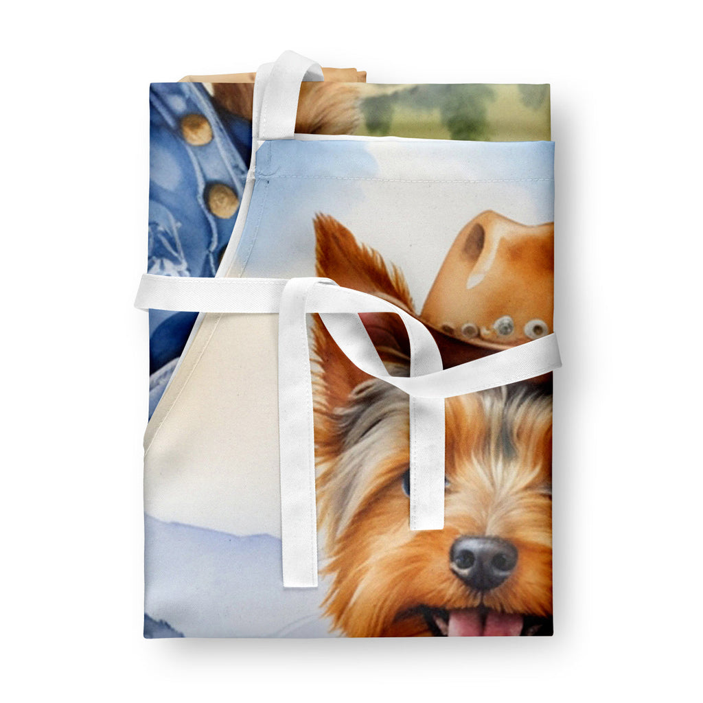 Australian Terrier Cowboy Welcome Apron Cooking Kitchen Server Baking Crafts Gardening for Adult Women Men, Unisex, Large, Multicolor