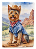 Australian Terrier Cowboy Welcome House Flag 28x40 Porch Sleeve Pole Decorative Outside Yard Banner Artwork Wall Hanging, Polyester