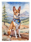 Basenji Cowboy Welcome House Flag 28x40 Porch Sleeve Pole Decorative Outside Yard Banner Artwork Wall Hanging, Polyester