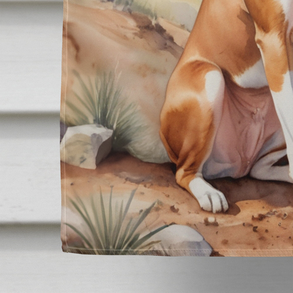 Basenji Cowboy Welcome House Flag 28x40 Porch Sleeve Pole Decorative Outside Yard Banner Artwork Wall Hanging, Polyester