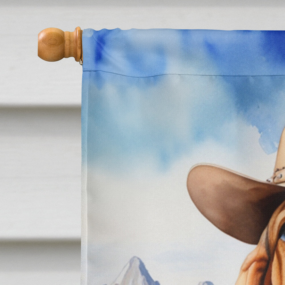 Basset Hound Cowboy Welcome House Flag 28x40 Porch Sleeve Pole Decorative Outside Yard Banner Artwork Wall Hanging, Polyester