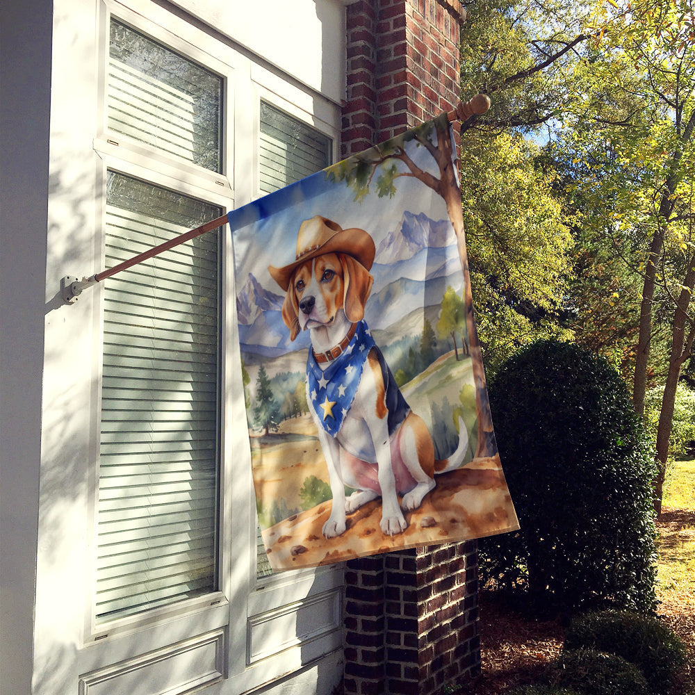 Beagle Cowboy Welcome House Flag 28x40 Porch Sleeve Pole Decorative Outside Yard Banner Artwork Wall Hanging, Polyester