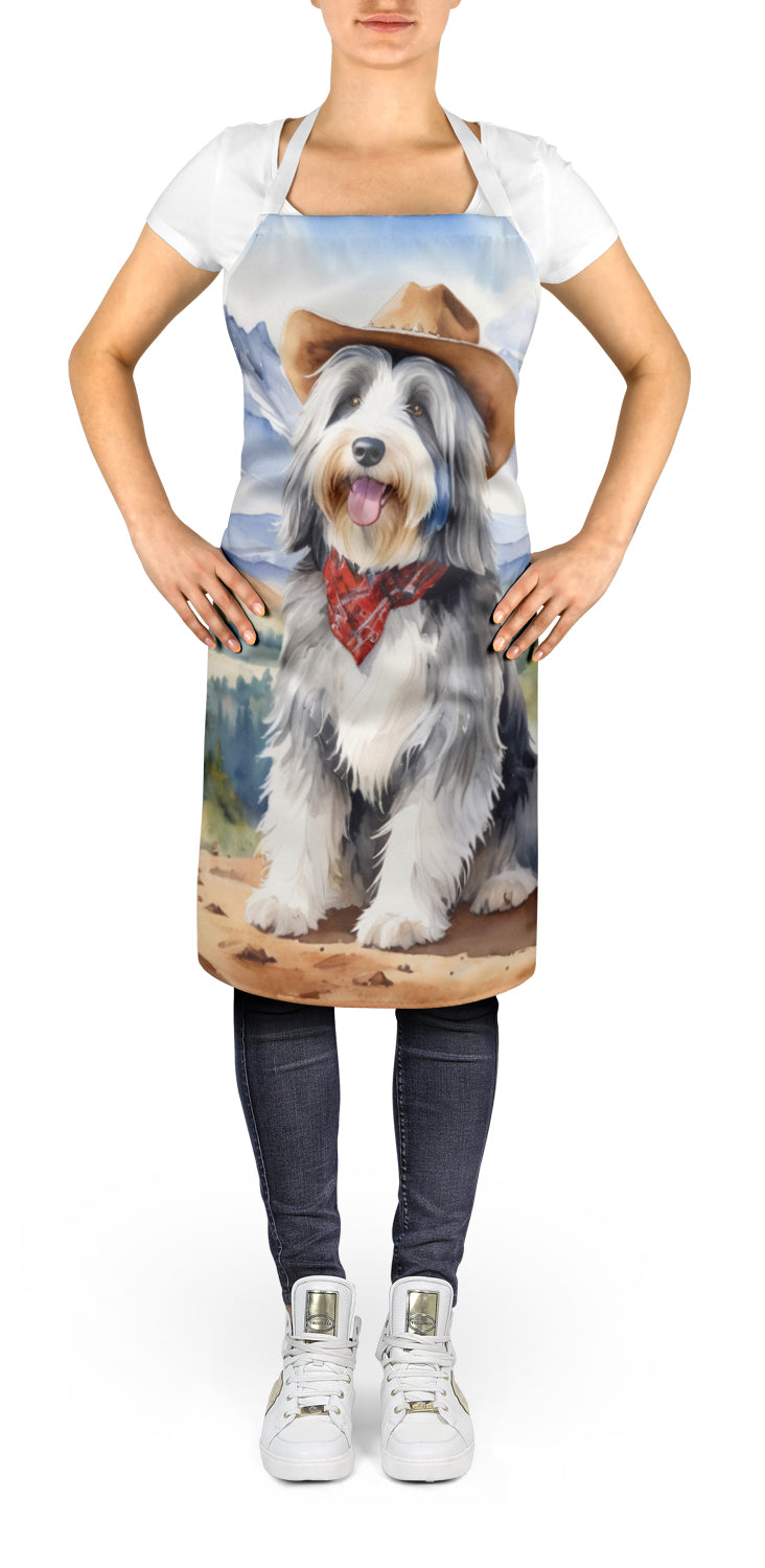 Bearded Collie Cowboy Welcome Apron Cooking Kitchen Server Baking Crafts Gardening for Adult Women Men, Unisex, Large, Multicolor