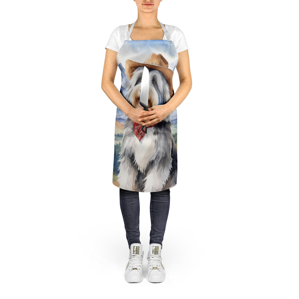 Bearded Collie Cowboy Welcome Apron Cooking Kitchen Server Baking Crafts Gardening for Adult Women Men, Unisex, Large, Multicolor