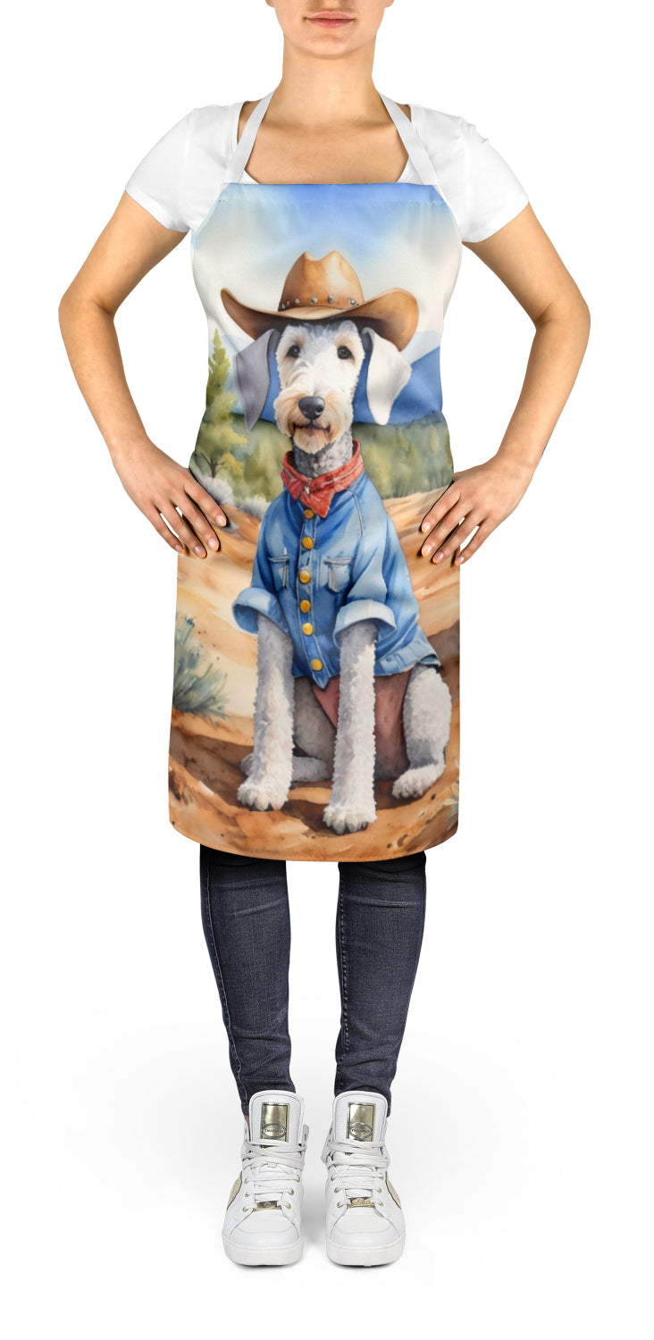 Bedlington Terrier Cowboy Welcome Apron Cooking Kitchen Server Baking Crafts Gardening for Adult Women Men, Unisex, Large, Multicolor