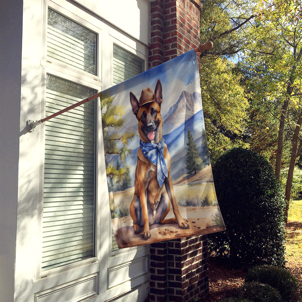 Belgian Malinois Cowboy Welcome House Flag 28x40 Porch Sleeve Pole Decorative Outside Yard Banner Artwork Wall Hanging, Polyester