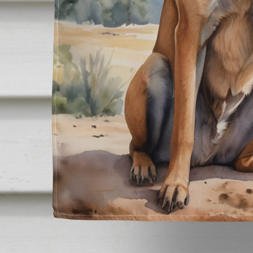 Belgian Malinois Cowboy Welcome House Flag 28x40 Porch Sleeve Pole Decorative Outside Yard Banner Artwork Wall Hanging, Polyester