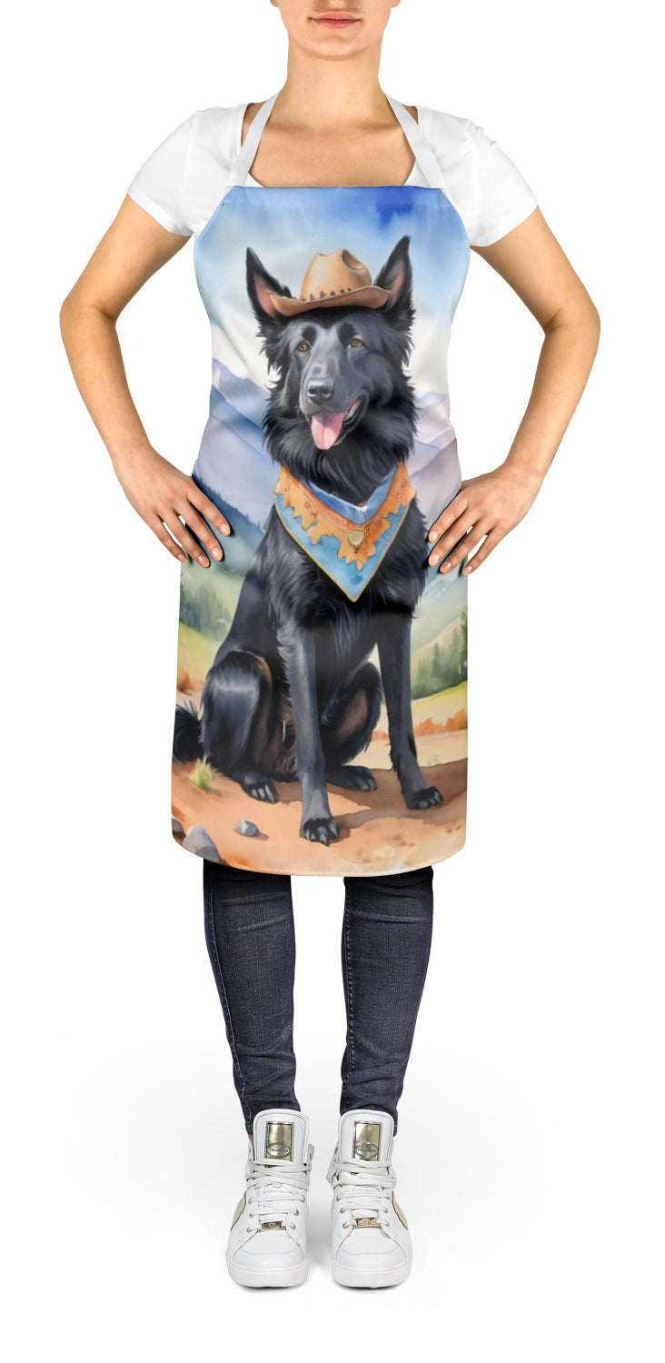 Belgian Sheepdog Cowboy Welcome Apron Cooking Kitchen Server Baking Crafts Gardening for Adult Women Men, Unisex, Large, Multicolor