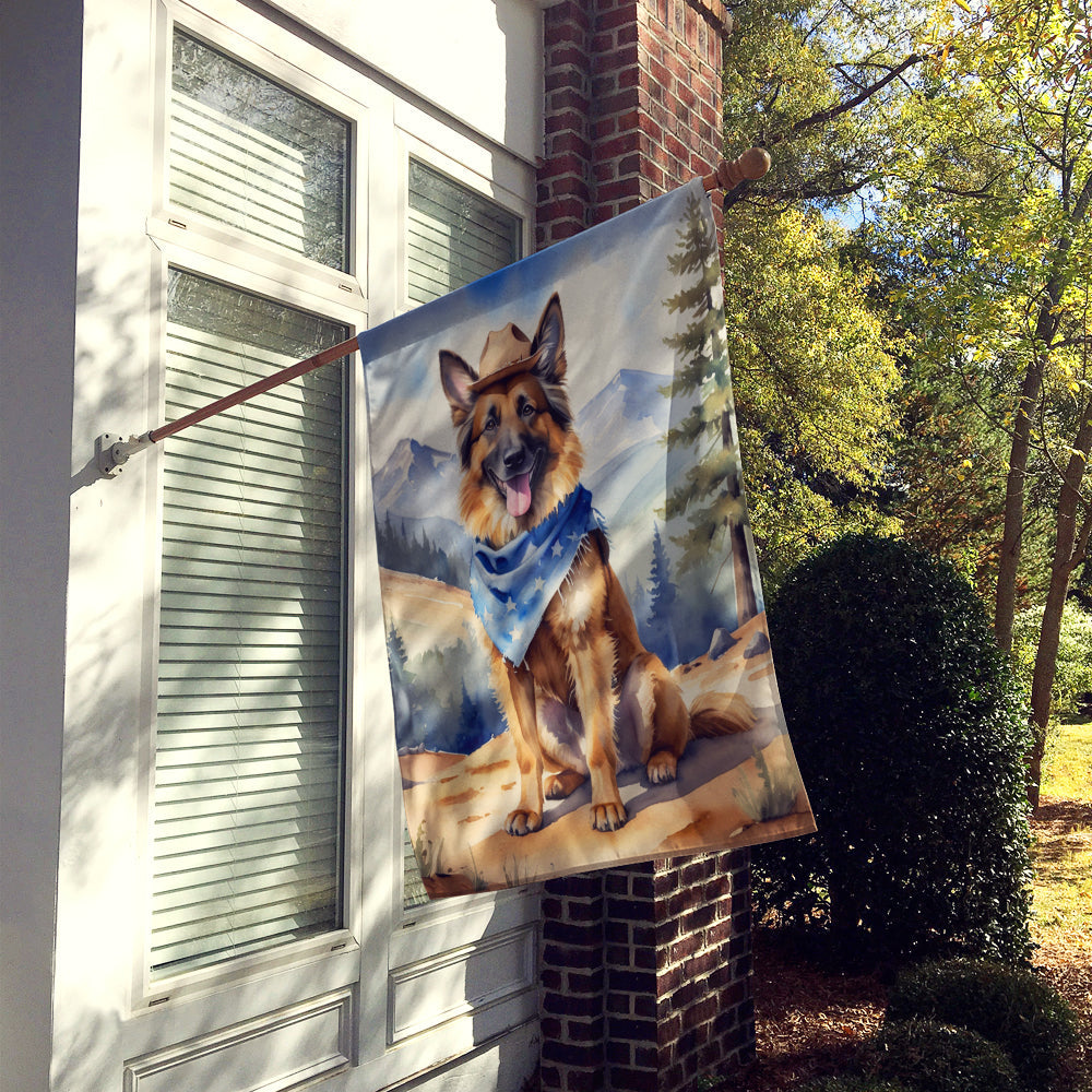 Belgian Tervuren Cowboy Welcome House Flag 28x40 Porch Sleeve Pole Decorative Outside Yard Banner Artwork Wall Hanging, Polyester