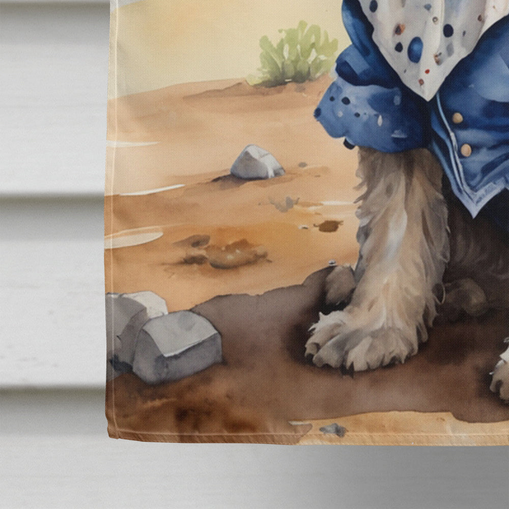 Bergamasco Sheepdog Cowboy Welcome House Flag 28x40 Porch Sleeve Pole Decorative Outside Yard Banner Artwork Wall Hanging, Polyester