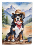 Bernese Mountain Dog Cowboy Welcome House Flag 28x40 Porch Sleeve Pole Decorative Outside Yard Banner Artwork Wall Hanging, Polyester