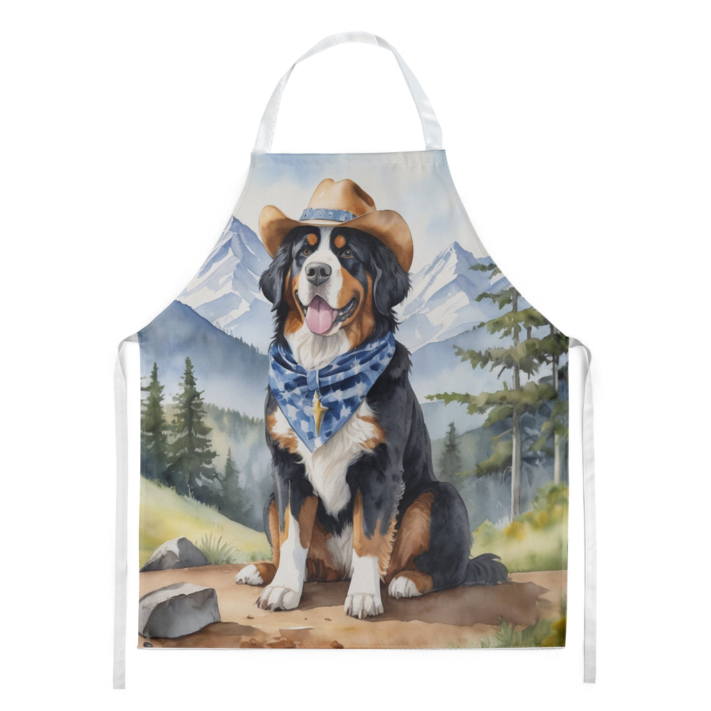 Bernese Mountain Dog Cowboy Welcome Apron Cooking Kitchen Server Baking Crafts Gardening for Adult Women Men, Unisex, Large, Multicolor