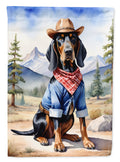 Black and Tan Coonhound Cowboy Welcome House Flag 28x40 Porch Sleeve Pole Decorative Outside Yard Banner Artwork Wall Hanging, Polyester