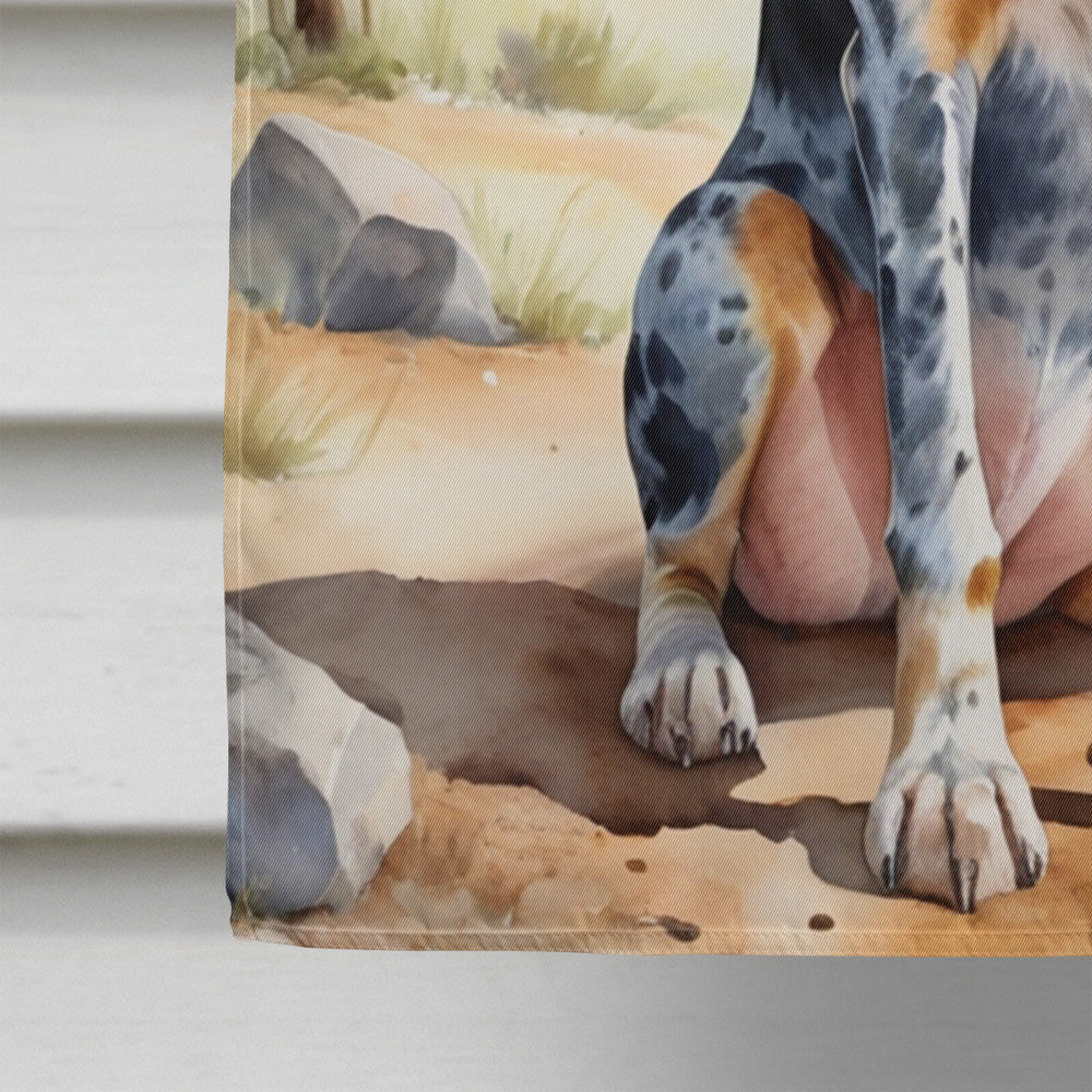 Bluetick Coonhound Cowboy Welcome House Flag 28x40 Porch Sleeve Pole Decorative Outside Yard Banner Artwork Wall Hanging, Polyester