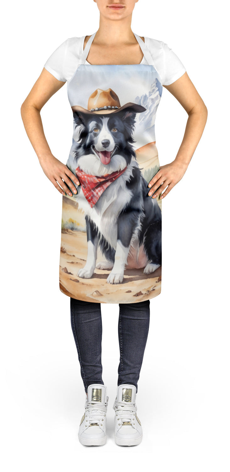 Border Collie Cowboy Welcome Apron Cooking Kitchen Server Baking Crafts Gardening for Adult Women Men, Unisex, Large, Multicolor