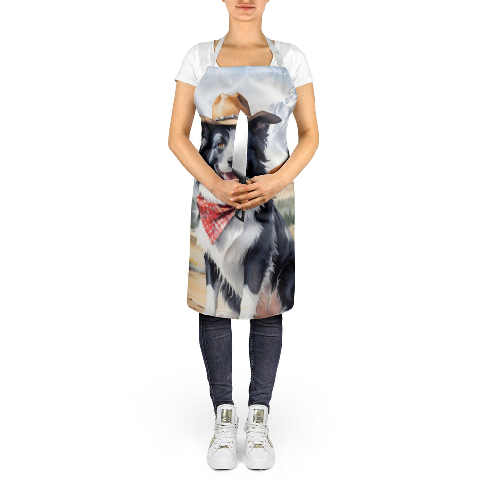 Border Collie Cowboy Welcome Apron Cooking Kitchen Server Baking Crafts Gardening for Adult Women Men, Unisex, Large, Multicolor