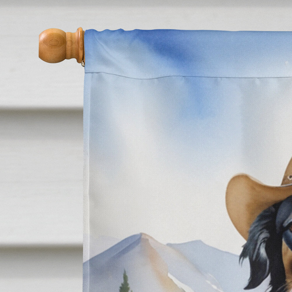 Borzoi Cowboy Welcome House Flag 28x40 Porch Sleeve Pole Decorative Outside Yard Banner Artwork Wall Hanging, Polyester