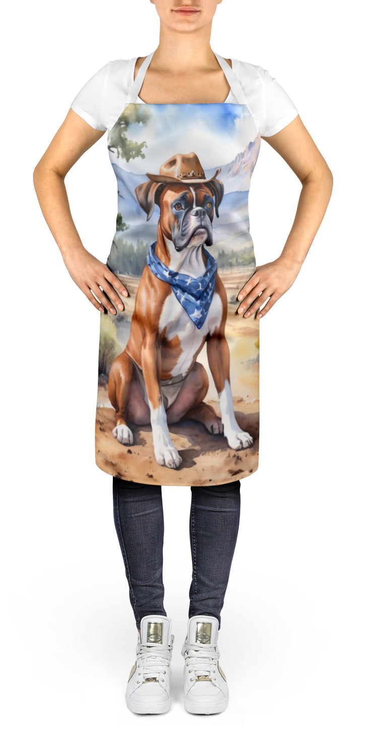 Boxer Cowboy Welcome Apron Cooking Kitchen Server Baking Crafts Gardening for Adult Women Men, Unisex, Large, Multicolor