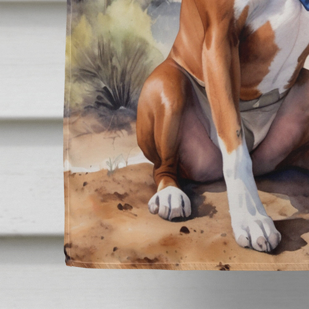 Boxer Cowboy Welcome House Flag 28x40 Porch Sleeve Pole Decorative Outside Yard Banner Artwork Wall Hanging, Polyester