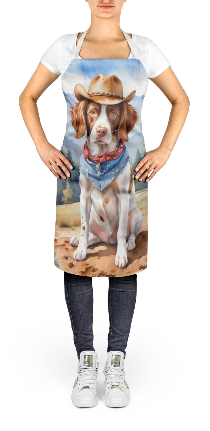 Brittany Spaniel Cowboy Welcome Apron Cooking Kitchen Server Baking Crafts Gardening for Adult Women Men, Unisex, Large, Multicolor