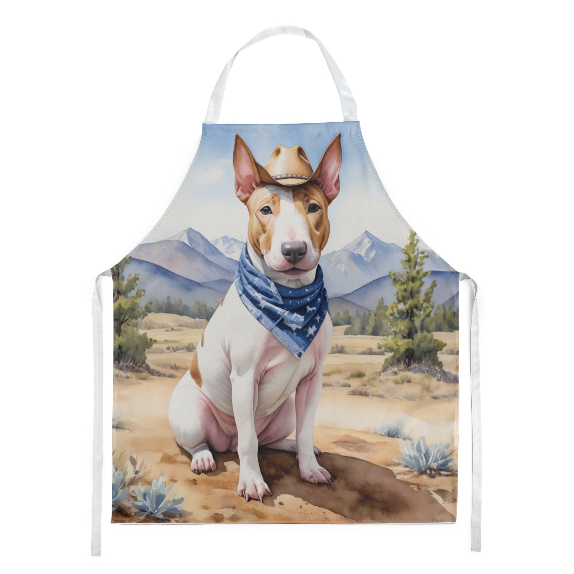Bull Terrier Cowboy Welcome Apron Cooking Kitchen Server Baking Crafts Gardening for Adult Women Men, Unisex, Large, Multicolor