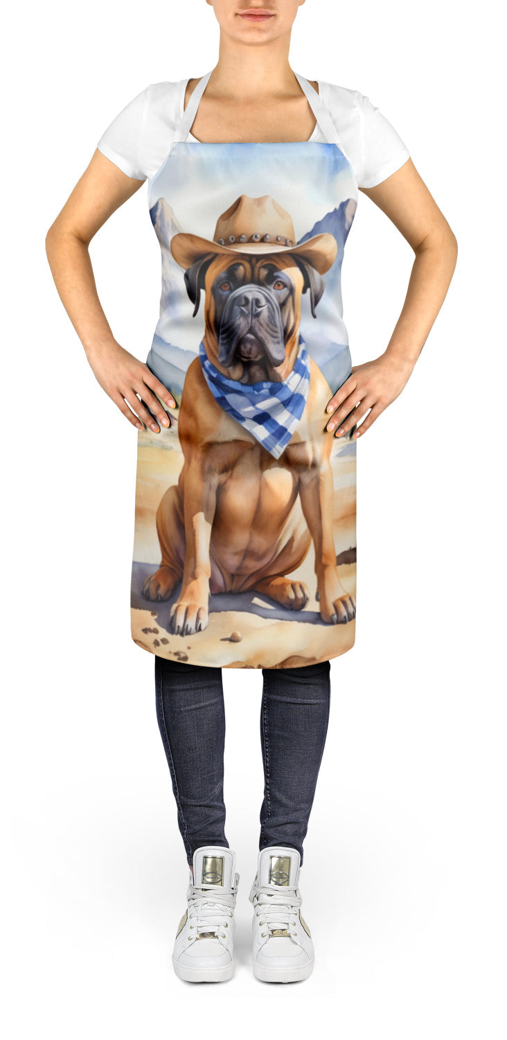 Bullmastiff Cowboy Welcome Apron Cooking Kitchen Server Baking Crafts Gardening for Adult Women Men, Unisex, Large, Multicolor