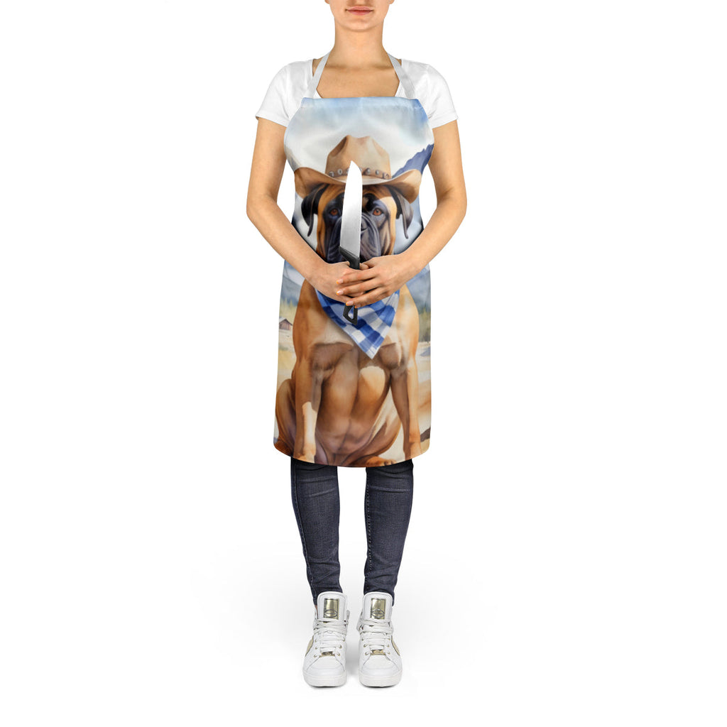 Bullmastiff Cowboy Welcome Apron Cooking Kitchen Server Baking Crafts Gardening for Adult Women Men, Unisex, Large, Multicolor
