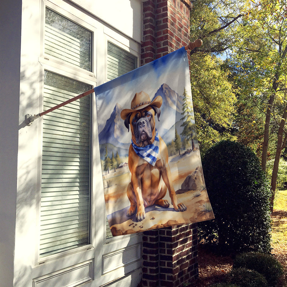 Bullmastiff Cowboy Welcome House Flag 28x40 Porch Sleeve Pole Decorative Outside Yard Banner Artwork Wall Hanging, Polyester