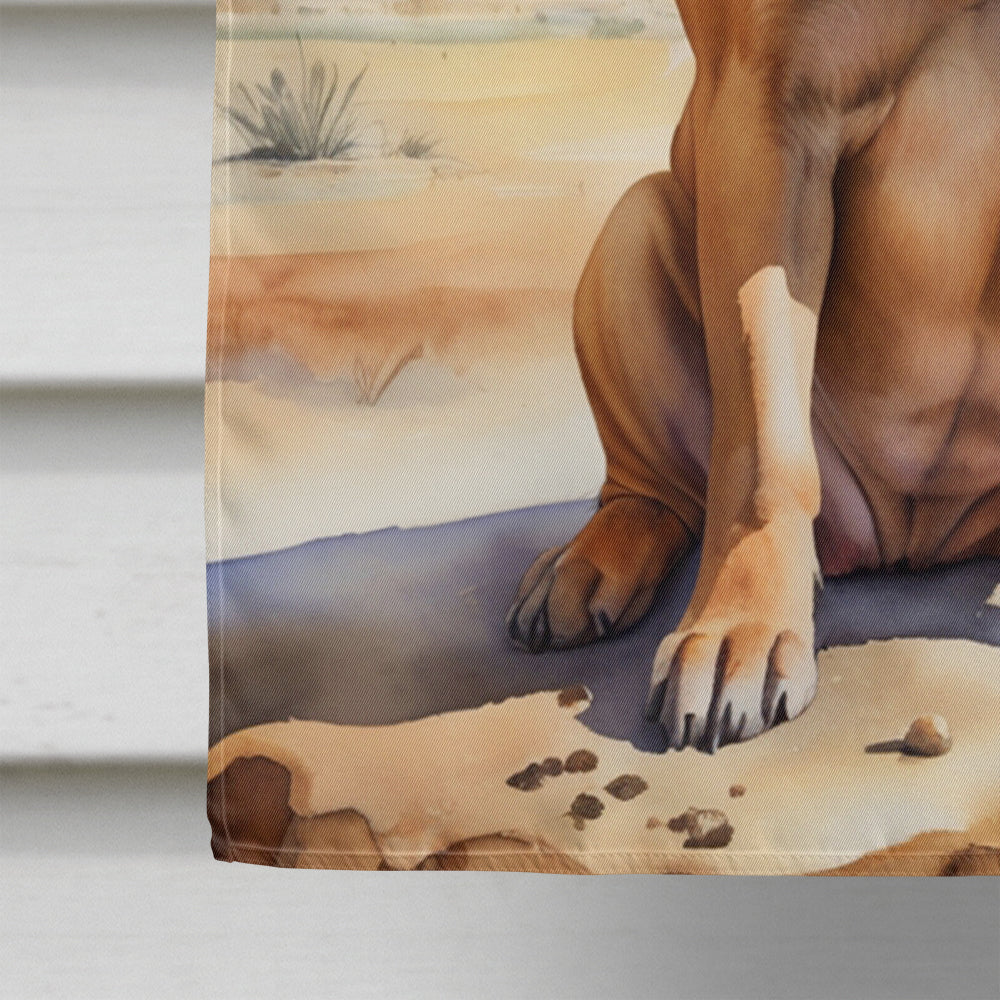 Bullmastiff Cowboy Welcome House Flag 28x40 Porch Sleeve Pole Decorative Outside Yard Banner Artwork Wall Hanging, Polyester