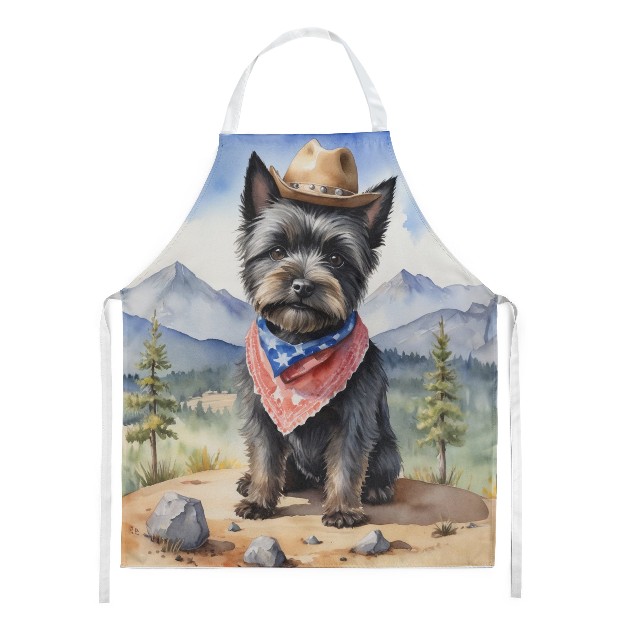 Cairn Terrier Cowboy Welcome Apron Cooking Kitchen Server Baking Crafts Gardening for Adult Women Men, Unisex, Large, Multicolor